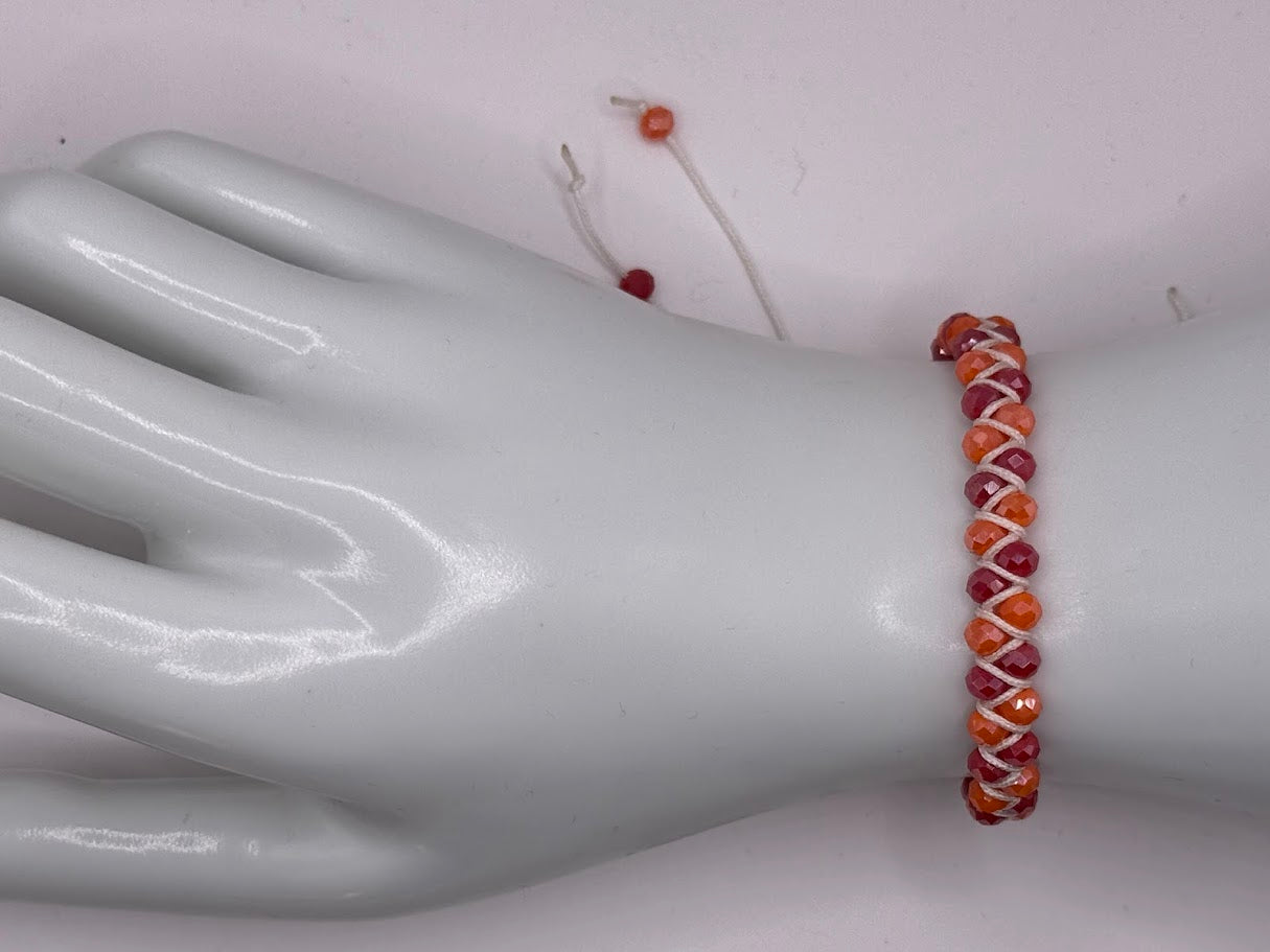 Perlenarmband Orange-Rot