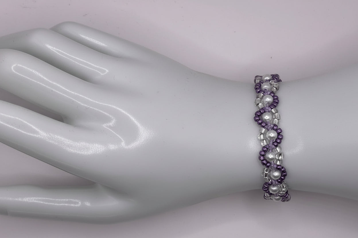 Perlenarmband Silber-Violet