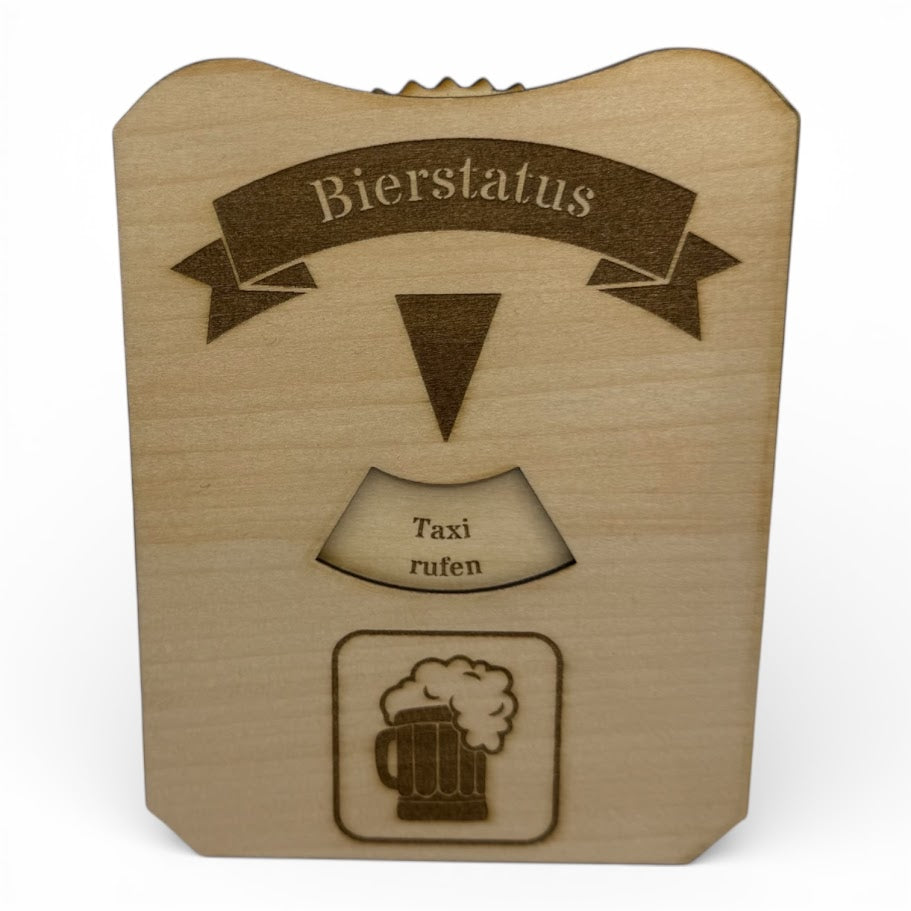 Bierstatus Scheibe aus Holz – Lustige Bierscheibe im Parkscheiben-Design
