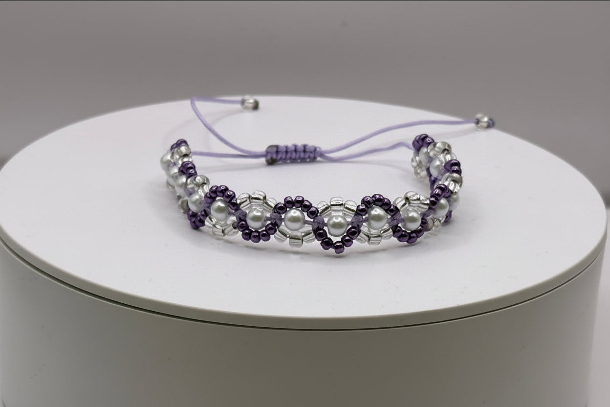 Perlenarmband Silber-Violet
