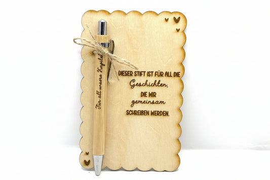 Kugelschreiber aus Bambus mit Botschaft – persönliches Geschenk aus Holz