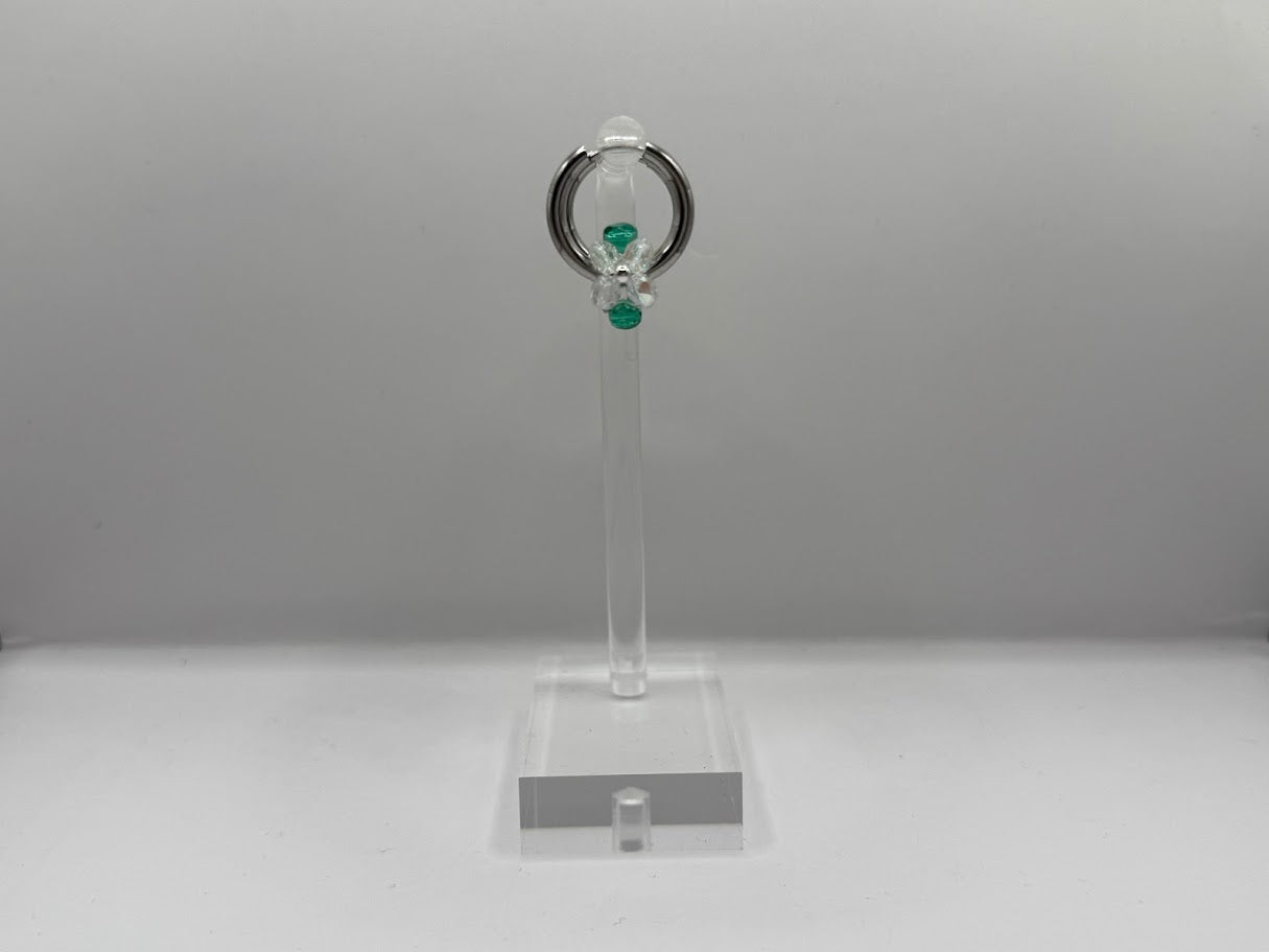 Ohrring Silber mit Grün-Weißem Anhänger