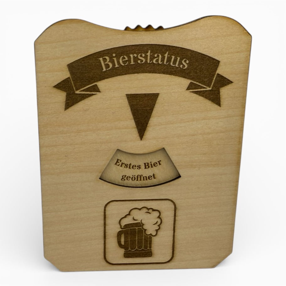 Bierstatus Scheibe aus Holz – Lustige Bierscheibe im Parkscheiben-Design