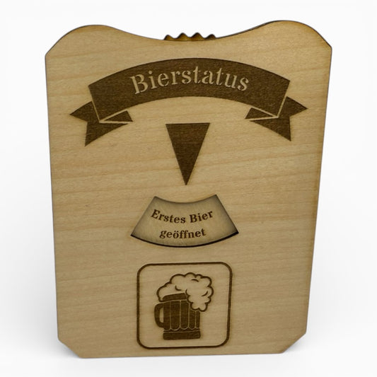 Bierstatus Scheibe aus Holz – Lustige Bierscheibe im Parkscheiben-Design