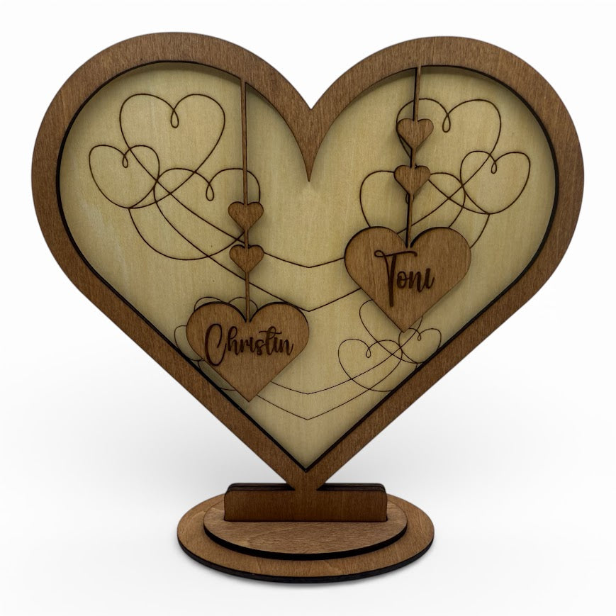 Herz aus Holz mit Namen 18x18cm