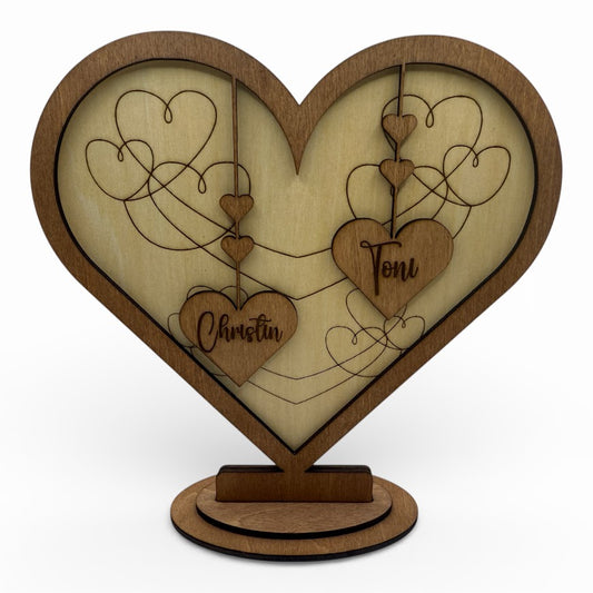 Herz aus Holz mit Namen 18x18cm