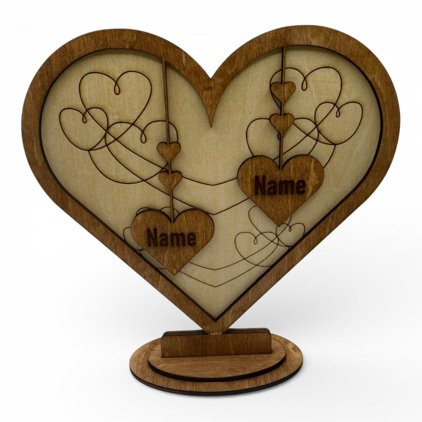Herz aus Holz mit Namen 18x18cm